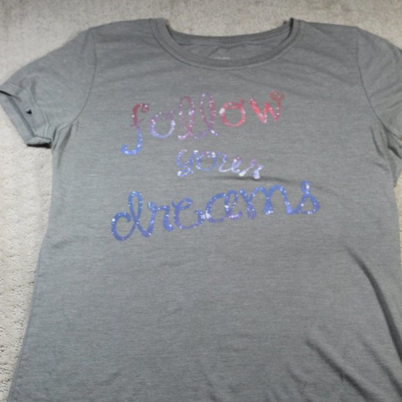 Savvy Size XL "follow your dreams" Grey T Shirt - Picture 1 of 6